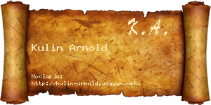 Kulin Arnold névjegykártya